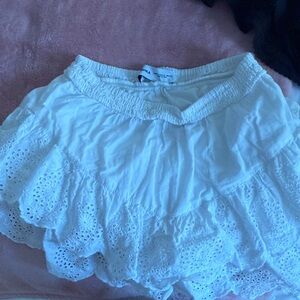 Bershka White Ruffled Mini Skirt